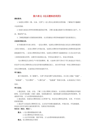 山东省枣庄市第四十二中学九年级化学上册 第六单元《化石燃料的利用》教案 新人教版