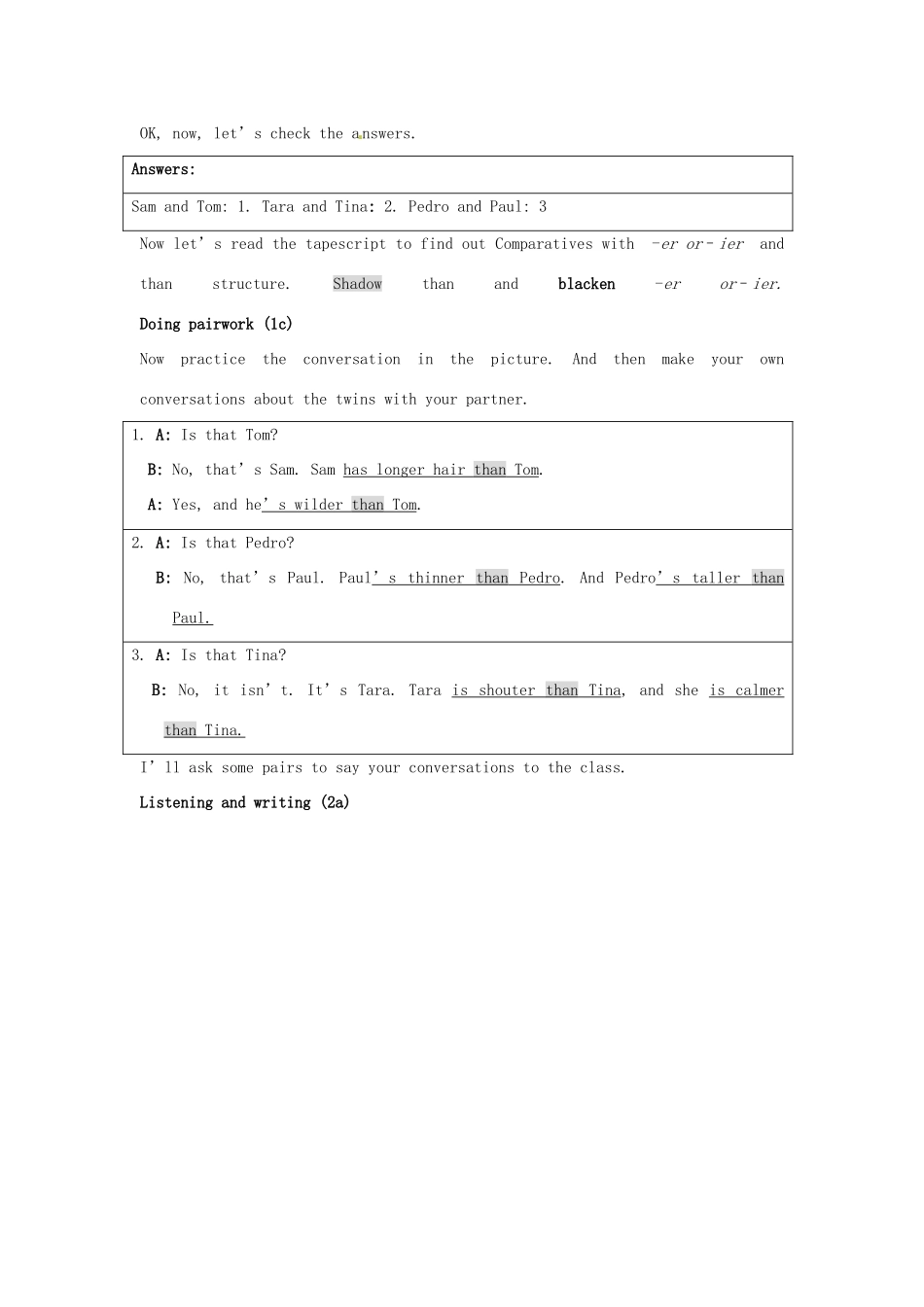 山东省肥城市安站中学八年级英语上册 Unit 6 I’m more outgoing than my sister.Period 1导学案 人教新目标版_第3页