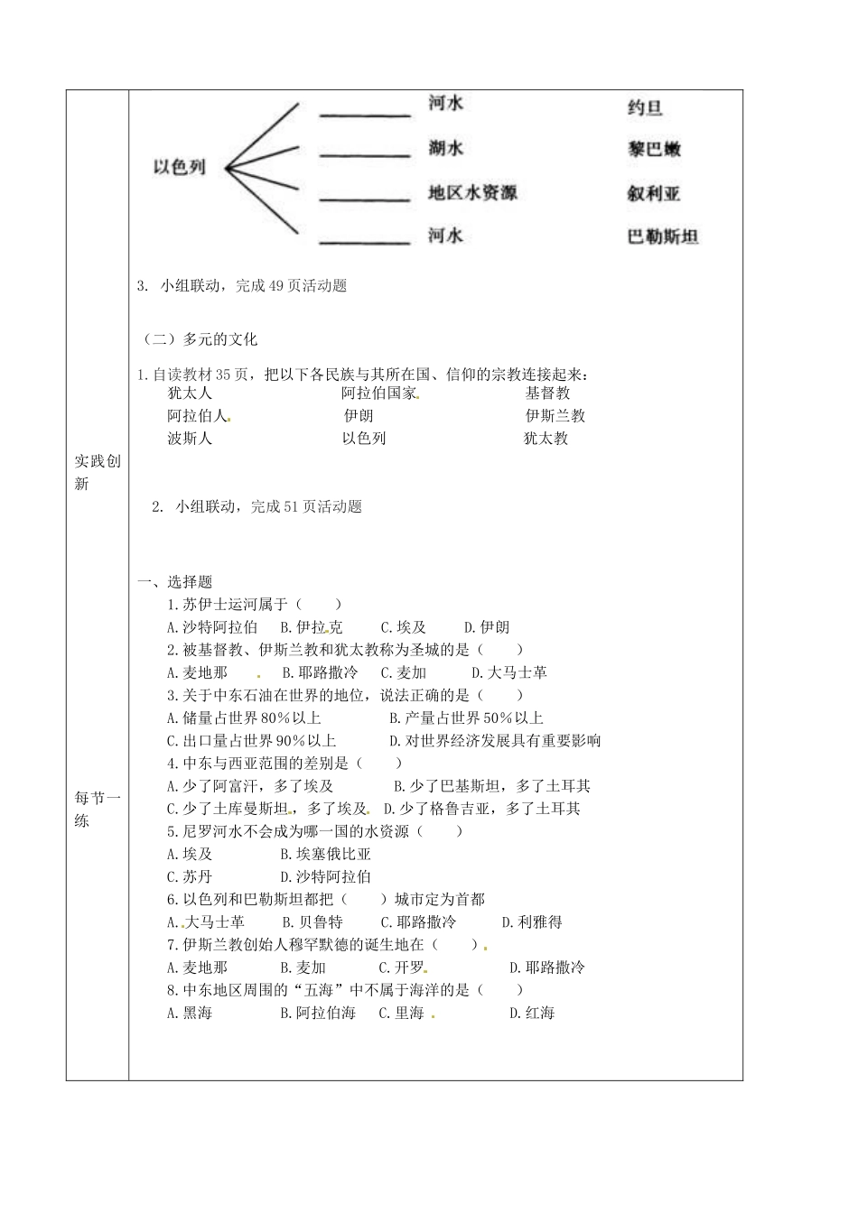 辽宁省抚顺市第二十六中学七年级地理下册《8.1 中东》教学案2 新人教版_第2页