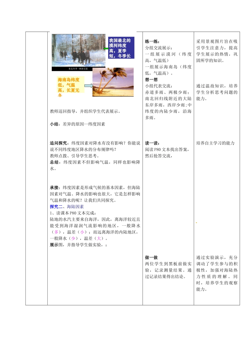 山东省枣庄市峄城区吴林街道中学七年级地理上册 4-5 形成气候的因素教案 商务星球版_第3页