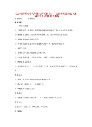 辽宁省丹东七中九年级化学下册《11.1 生活中常见的盐（第一课时）》教案 新人教版