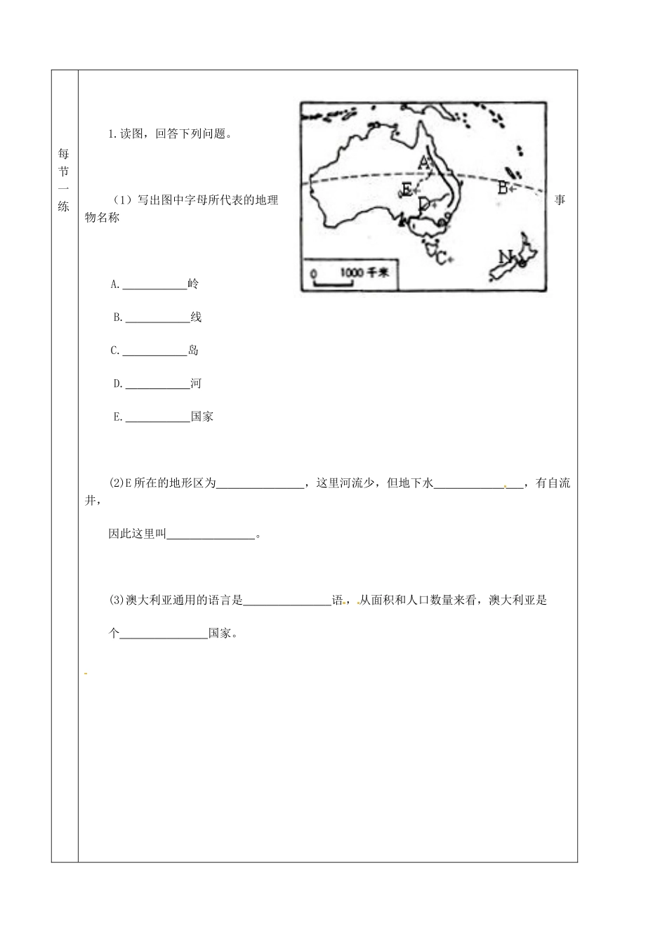 辽宁省抚顺市第二十六中学七年级地理下册《8.4 澳大利亚》教学案1 新人教版_第3页