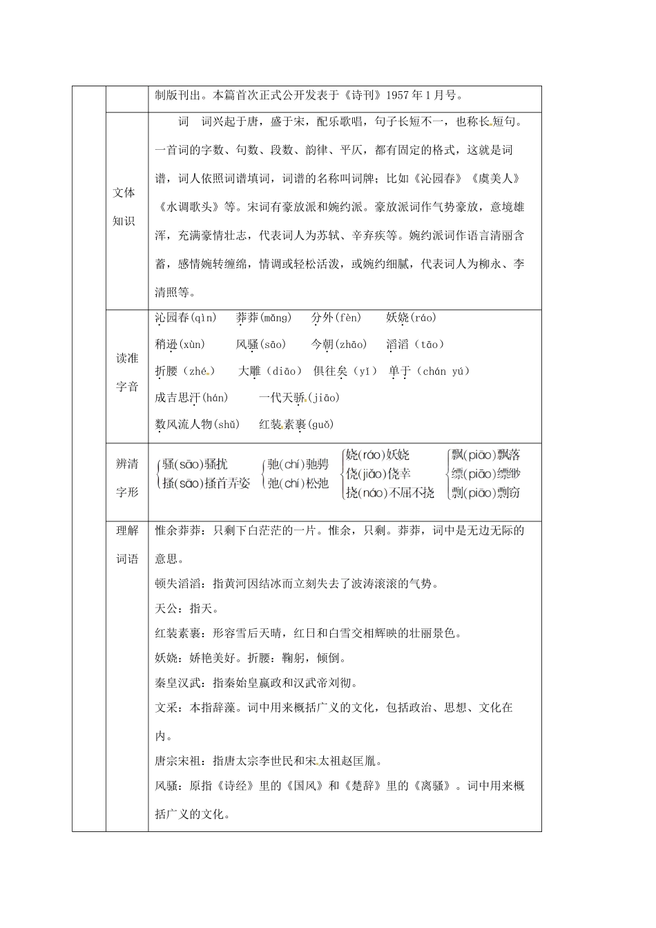四川省安岳县九年级语文上册 第一单元 1 沁园春雪导学案 新人教版-新人教版初中九年级上册语文学案_第2页