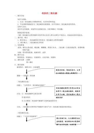 九年级化学全册 2.2 奇妙的二氧化碳教学设计 （新版）沪教版-（新版）沪教版初中九年级全册化学教案