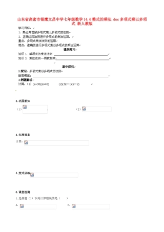山东省高密市银鹰文昌中学七年级数学下册 14.6整式的乘法 多项式乘以多项式学案（无答案） 新人教版