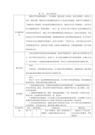 九年级化学全册 第二单元《探秘水世界》第一节 水分子的运动（第1课时）教案 鲁教版