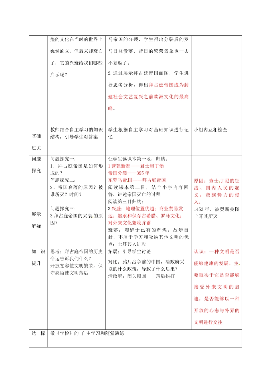 山东省滨州市邹平实验中学八年级历史下册《第21课 古老帝国的悲剧》教案 北师大版_第2页