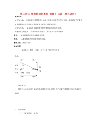 重庆市永川区第五中学校九年级化学上册 第三单元 物质构成的奥秘 课题3 元素（第二课时）教案 （新版）新人教版