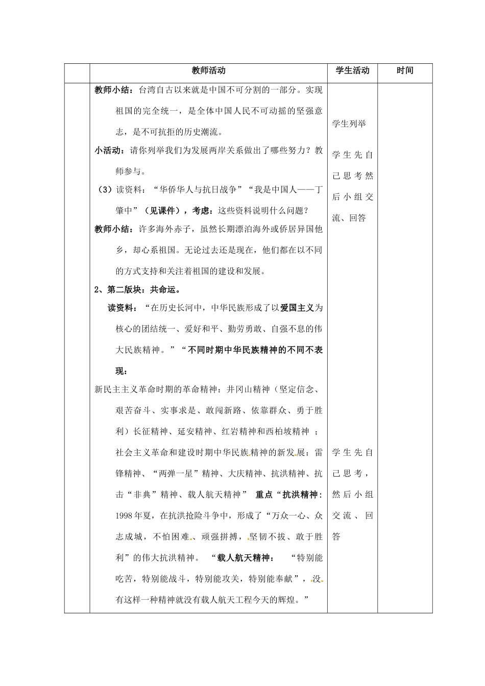 山东省邹平县实验中学八年级政治上册 第2课 第2节 我们都是龙的传人教学案2 鲁教版_第3页