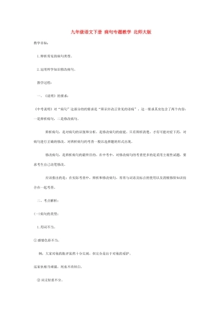 九年级语文下册 病句专题教学 北师大版