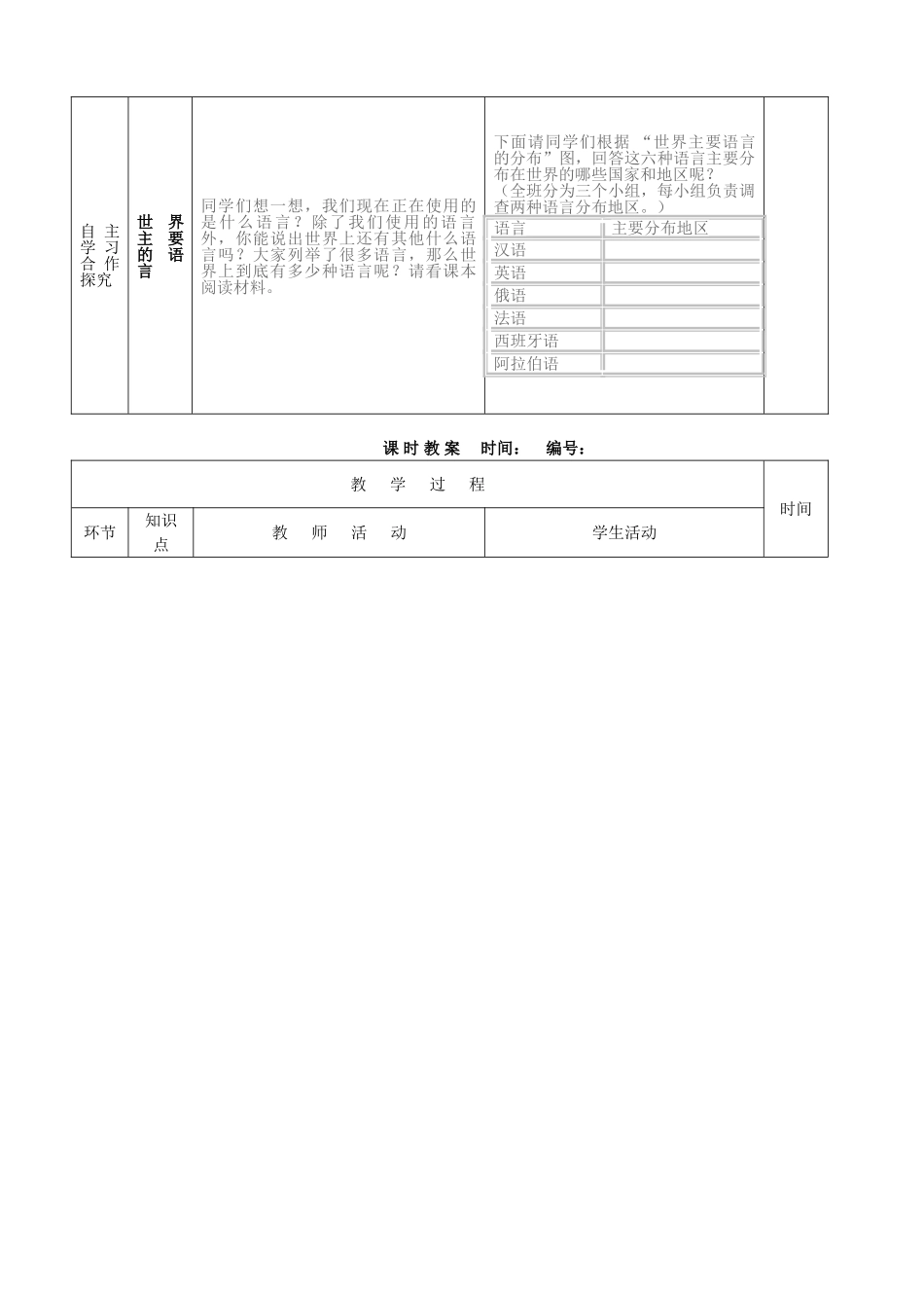 山东省临沭县第三初级中学七年级地理上册《世界的语言和宗教》教案_第2页