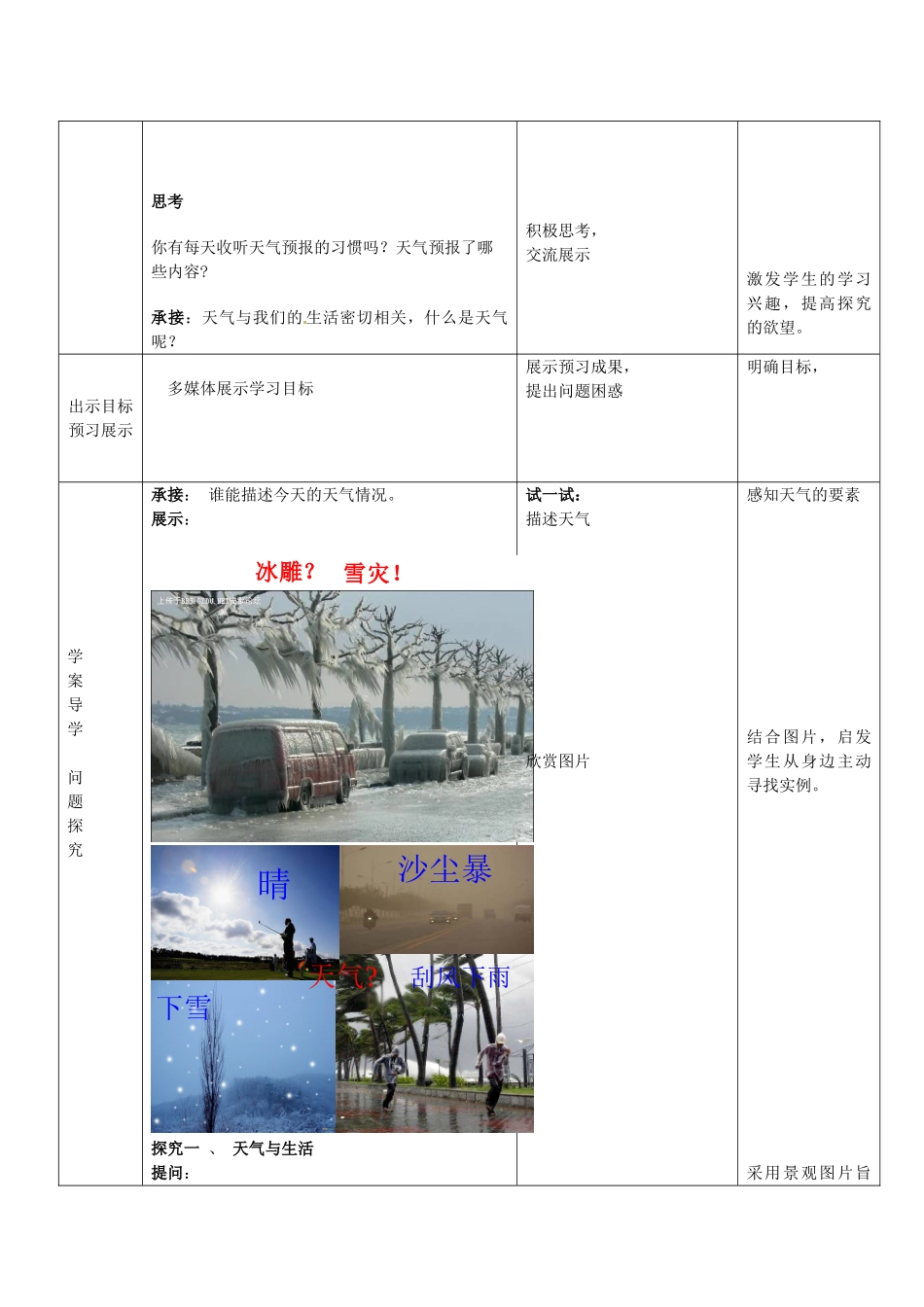 山东省枣庄市峄城区吴林街道中学七年级地理上册 4-1 天气教案 商务星球版_第2页