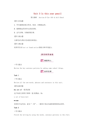 秋七年级英语上册 Unit 3 Is this your pencil（第5课时）Section B（3a-3b） Self Check学案 （新版）人教新目标版-（新版）人教新目标版初中七年级上册英语学案