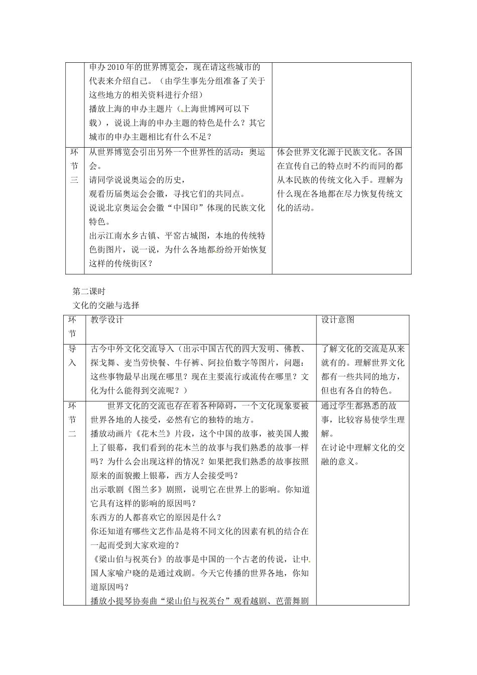 九年级历史与社会 5.3《多元文化的交融》教案 人教新课标版_第3页