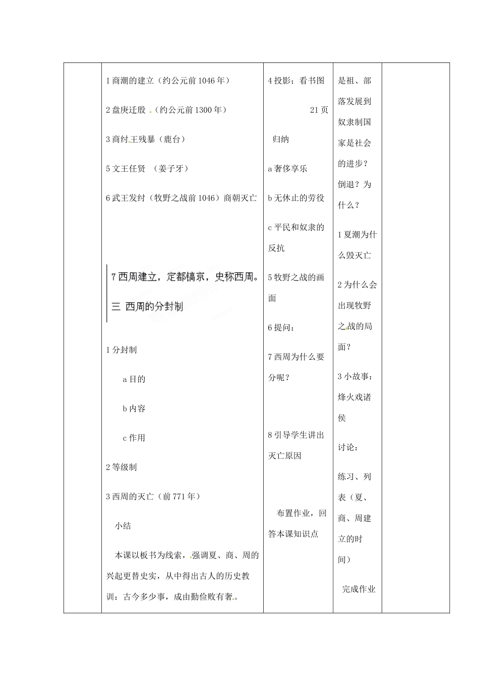 辽宁省开原市第五中学七年级历史上册《第4课 夏、商、西周的兴亡》教案 （新版）新人教版_第2页