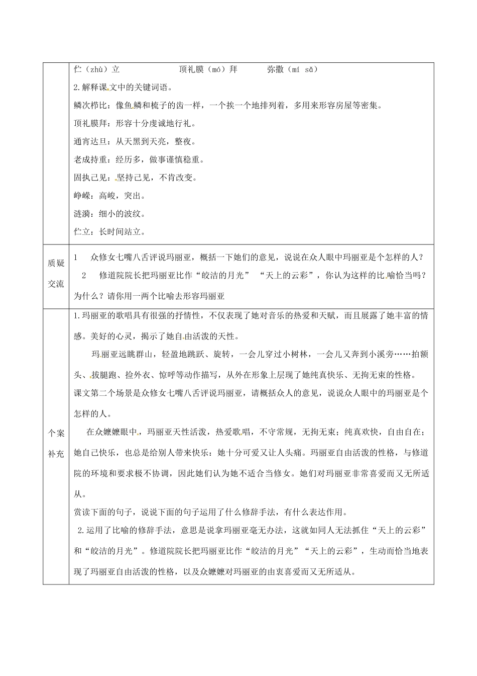 天津市滨海新区九年级语文下册 第四单元 16 音乐之声导学案 （新版）新人教版-（新版）新人教版初中九年级下册语文学案_第2页