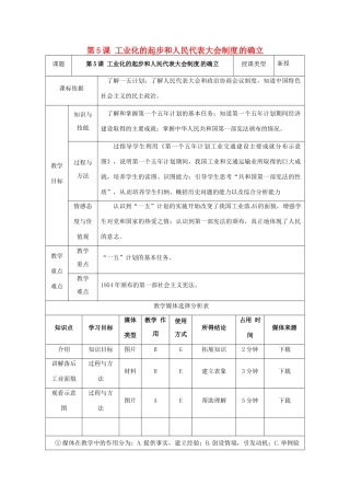 陕西省安康市石泉县池河镇八年级历史下册 第一单元 走向社会主义 第5课 工业化的起步与人民代表大会制度教案1 北师大版-北师大版初中八年级下册历史教案