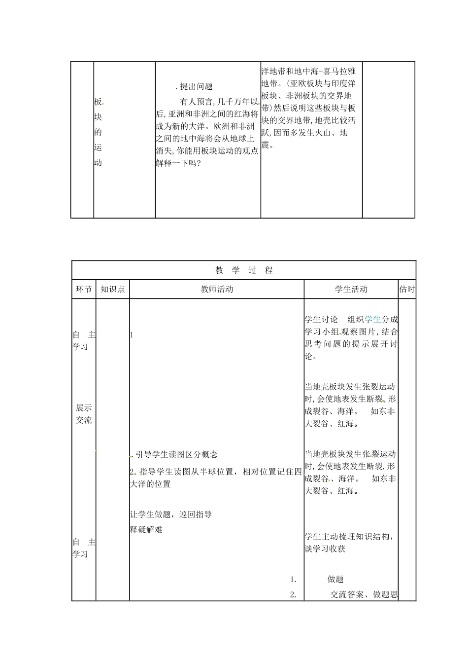 山东省临沭县第三初级中学七年级地理上册《海陆的变迁》教案2 （新版）湘教版_第2页