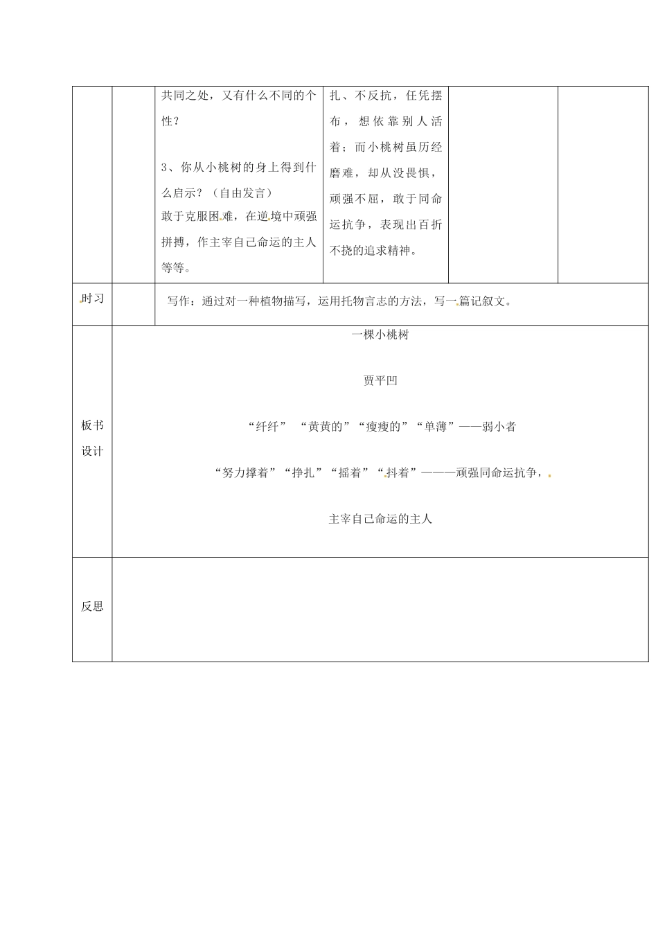（秋季版）吉林省通化市七年级语文下册 第五单元 18《一颗小桃树》导学案 新人教版-新人教版初中七年级下册语文学案_第3页