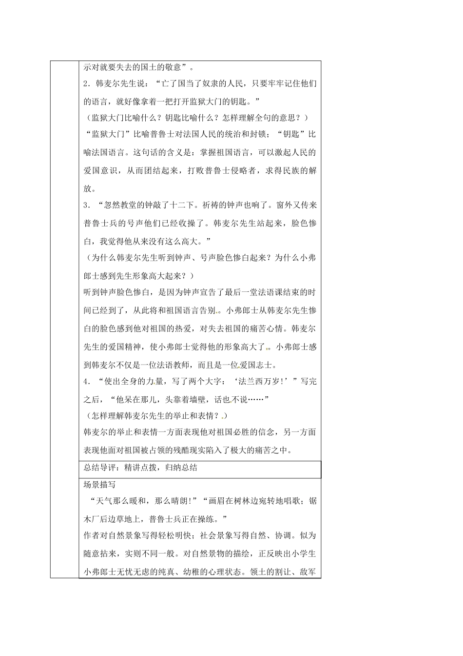 （秋季版）湖南省邵东县七年级语文下册 7《最后一课》（第2课时）学案 语文版-语文版初中七年级下册语文学案_第2页