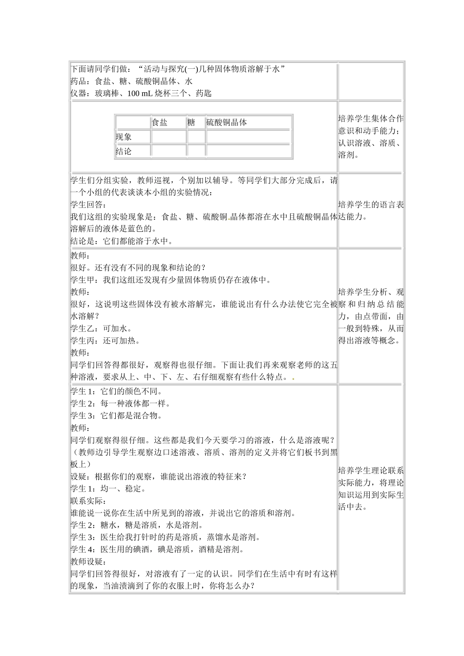 辽宁省辽阳市第九中学九年级化学下册 第九单元《课题1、溶液的形成》教案 新人教版_第2页