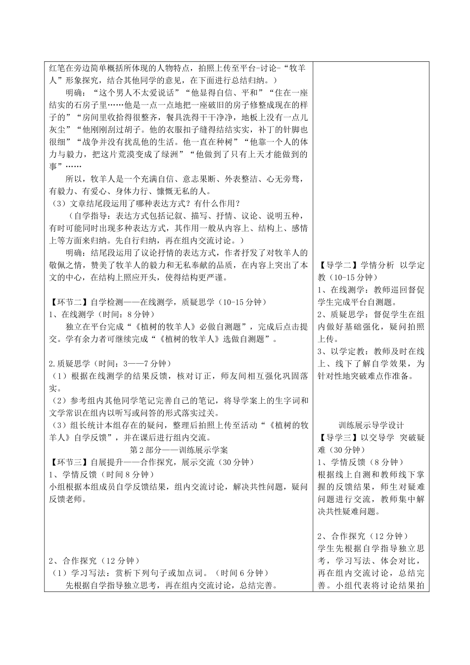 湖北省天门市七年级语文上册 第13课 植树的牧羊人导学设计1 新人教版-新人教版初中七年级上册语文学案_第2页