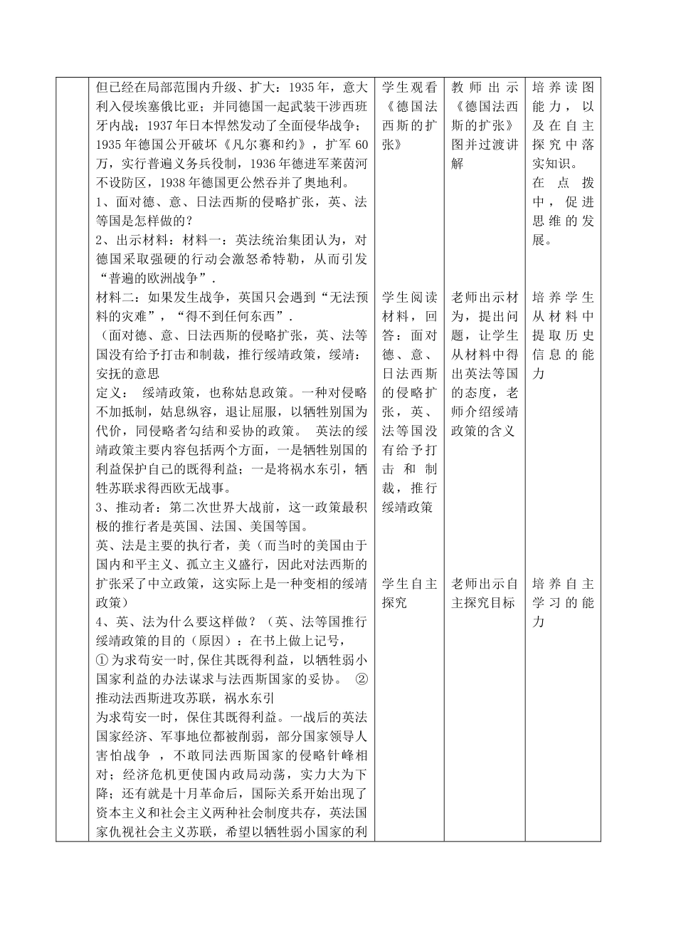 九年级历史下册 第十课 大战的爆发和初期阶段教学设计 川教版-川教版初中九年级下册历史教案_第3页
