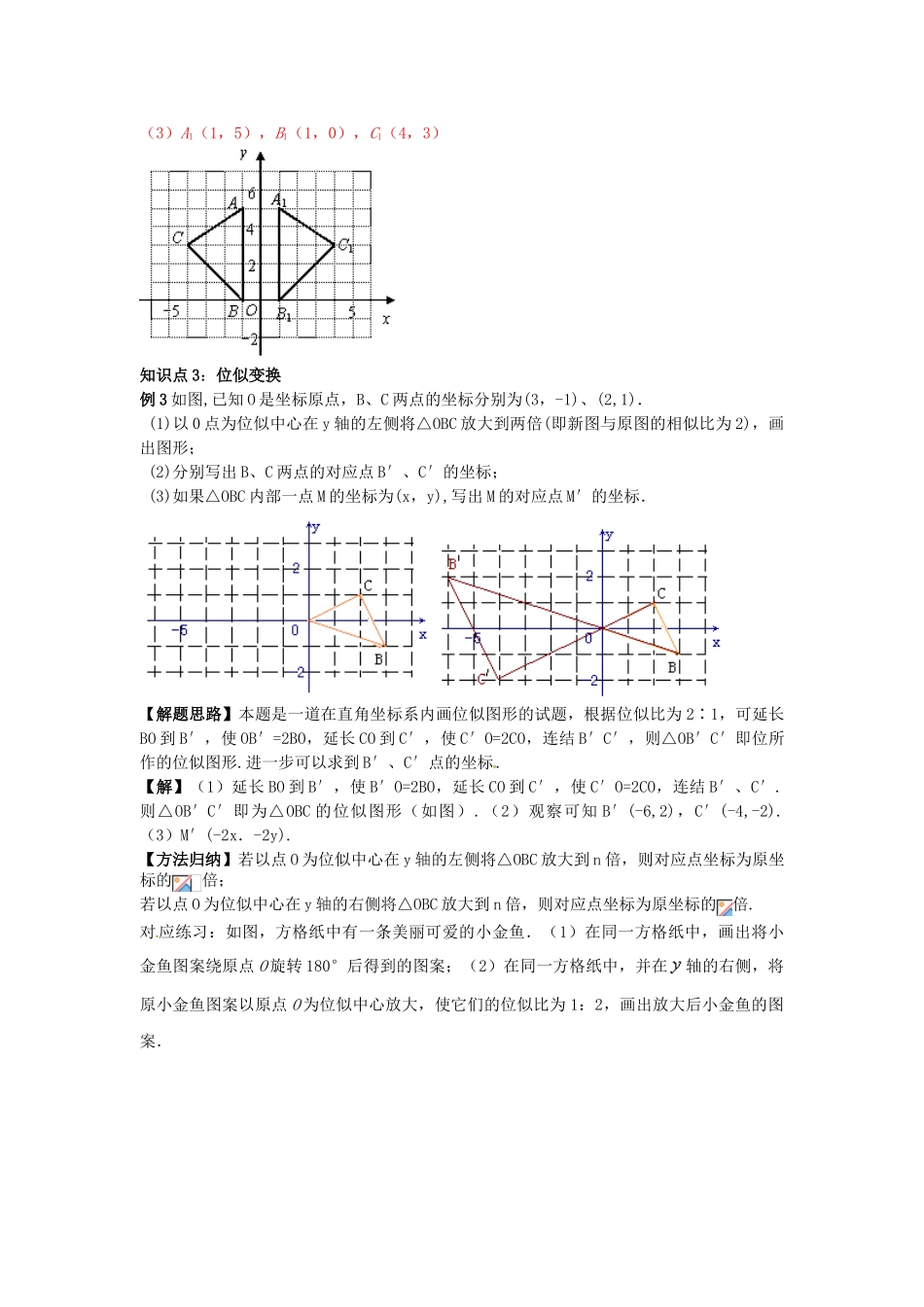 秋九年级数学上册 23.6.2 图形的变换与坐标学案 （新版）华东师大版-（新版）华东师大版初中九年级上册数学学案_第3页