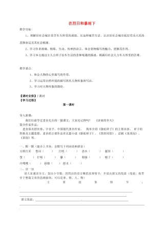 江苏省句容市九年级语文上册 7 在烈日和暴雨下教学案 苏教版-苏教版初中九年级上册语文教学案