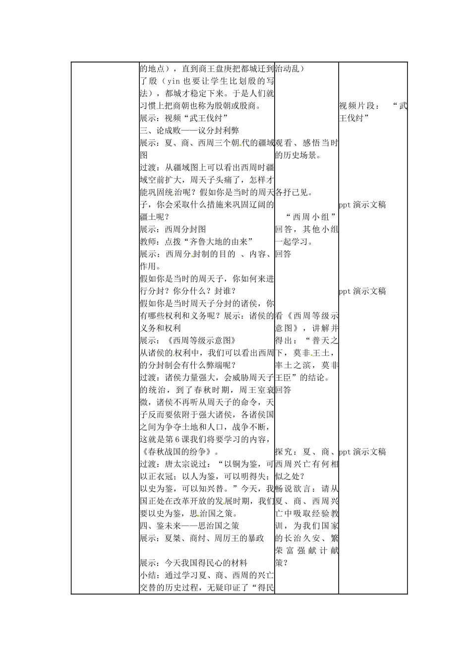 （秋季版）七年级历史上册 第5课 上古三代的更替教学设计1 华东师大版-华东师大版初中七年级上册历史教案_第3页