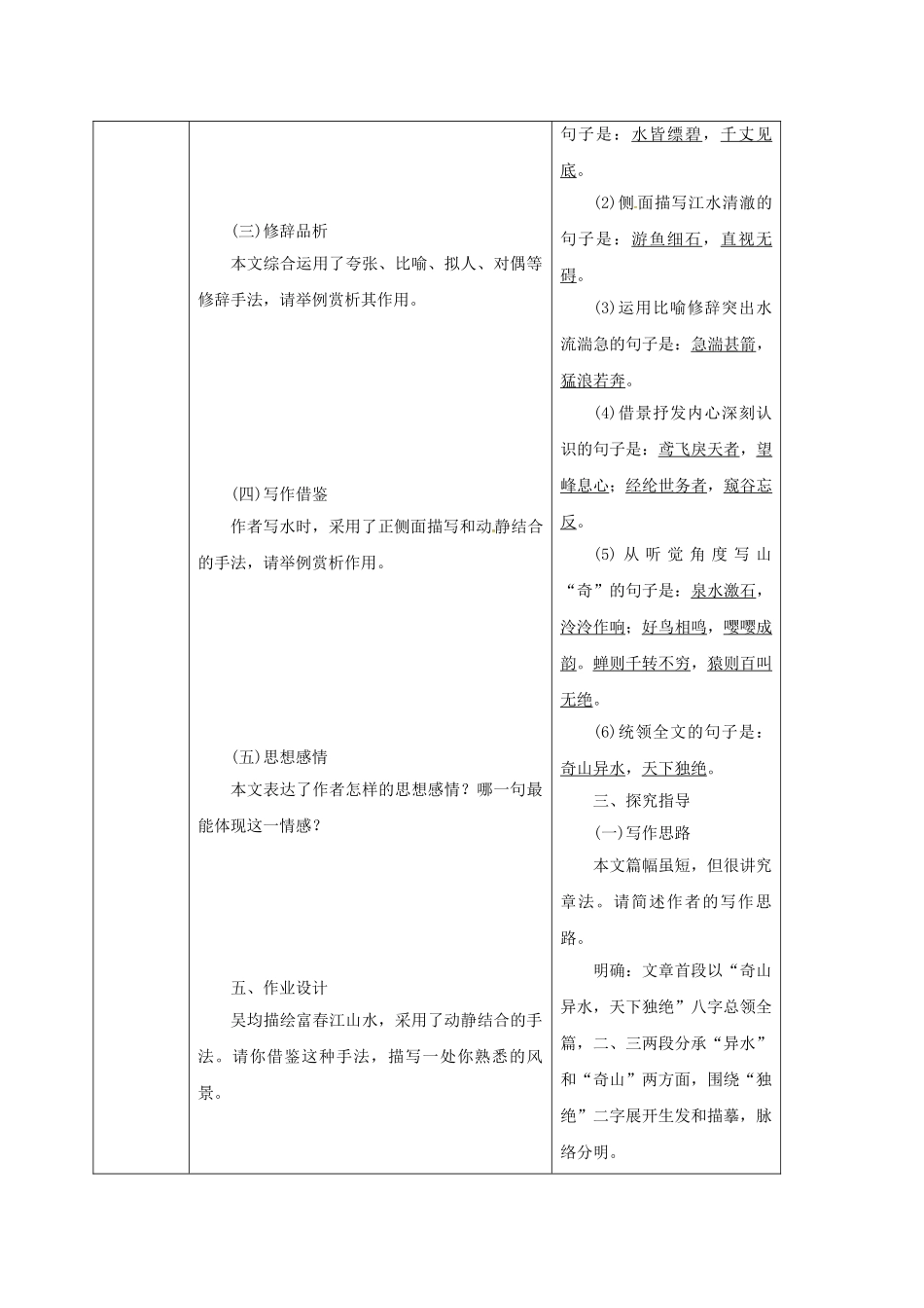 陕西省山阳县八年级语文下册 第五单元 21 与朱元思书学案2 （新版）新人教版-（新版）新人教版初中八年级下册语文学案_第2页