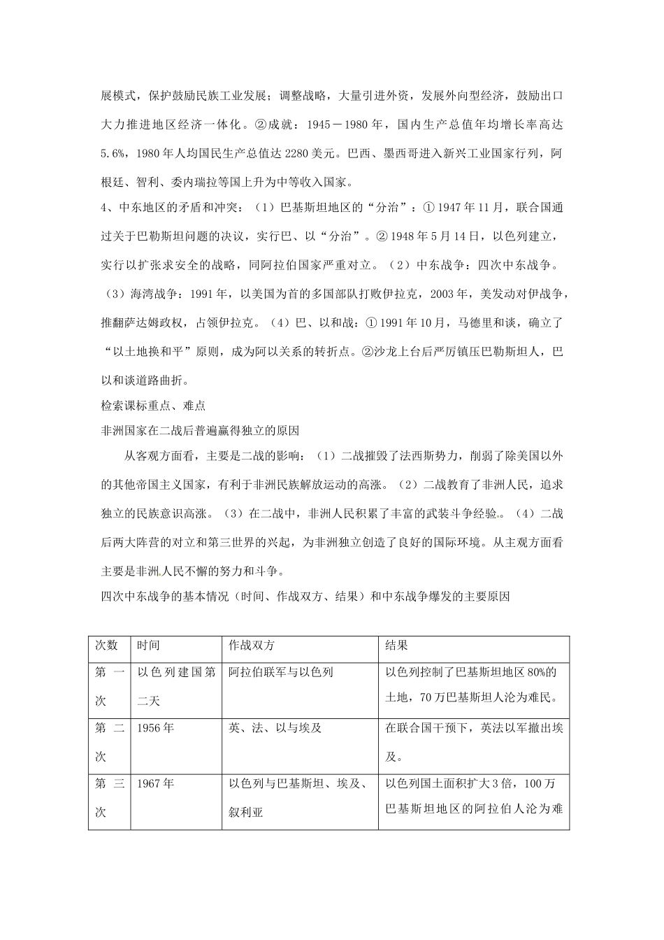九年级历史下册 第六单元《亚非拉国家的独立和振兴》复习教案 岳麓版_第2页