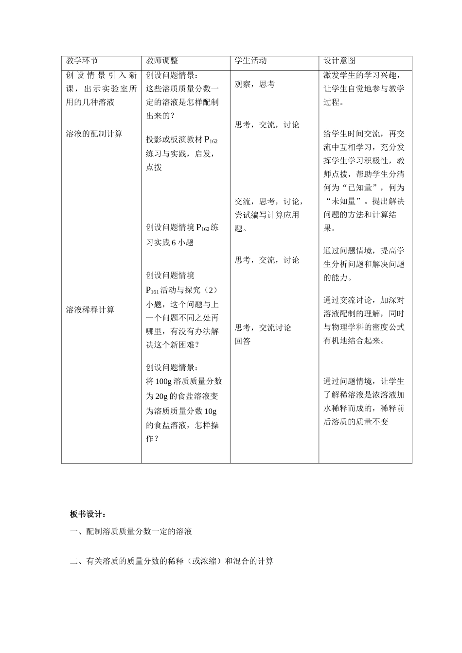 九年级化学下6.2《 溶液组成的表示》教案2沪科版_第2页