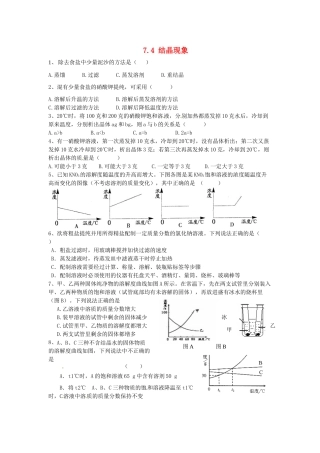 九年级化学下册 7.4 结晶现象课时训练1 （新版）粤教版