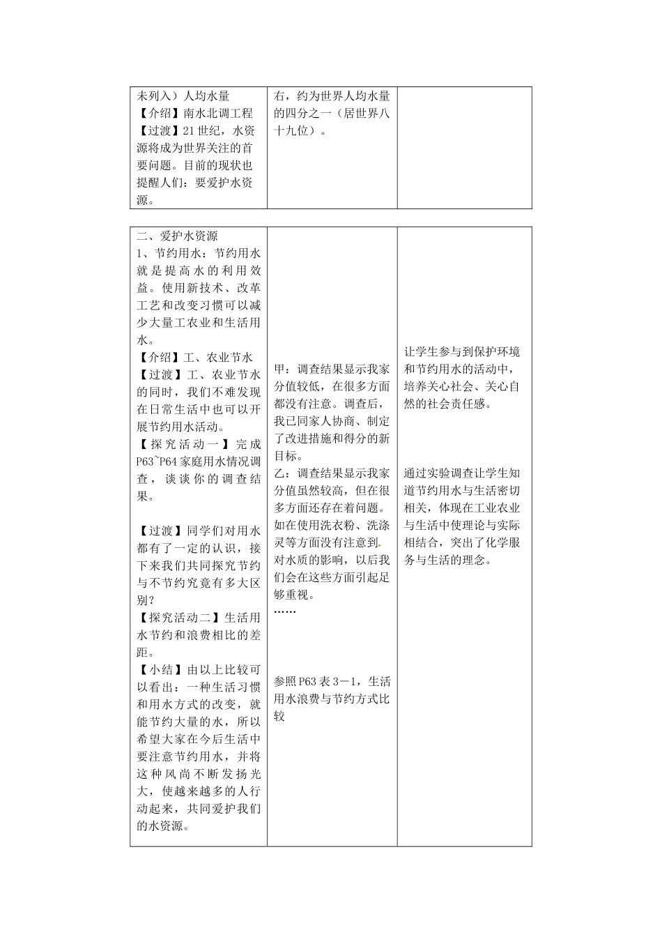 山东省惠州市惠东县梁化中学九年级化学上册 3.4 爱护水资源教案 新人教版_第3页