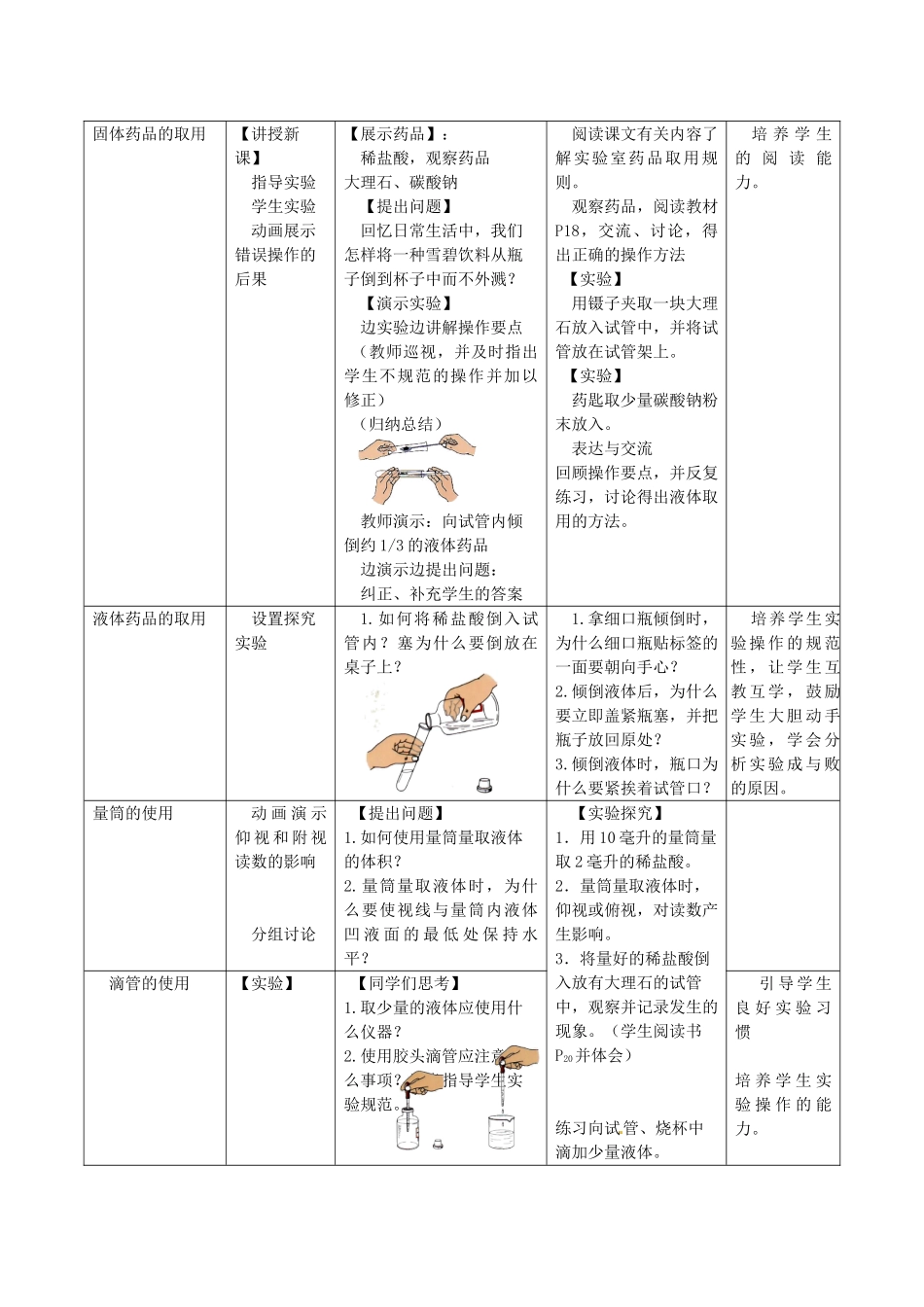 辽宁省东港市黑沟中学九年级化学上册 第一单元 课题3 走进化学实验教案 （新版）新人教版_第2页