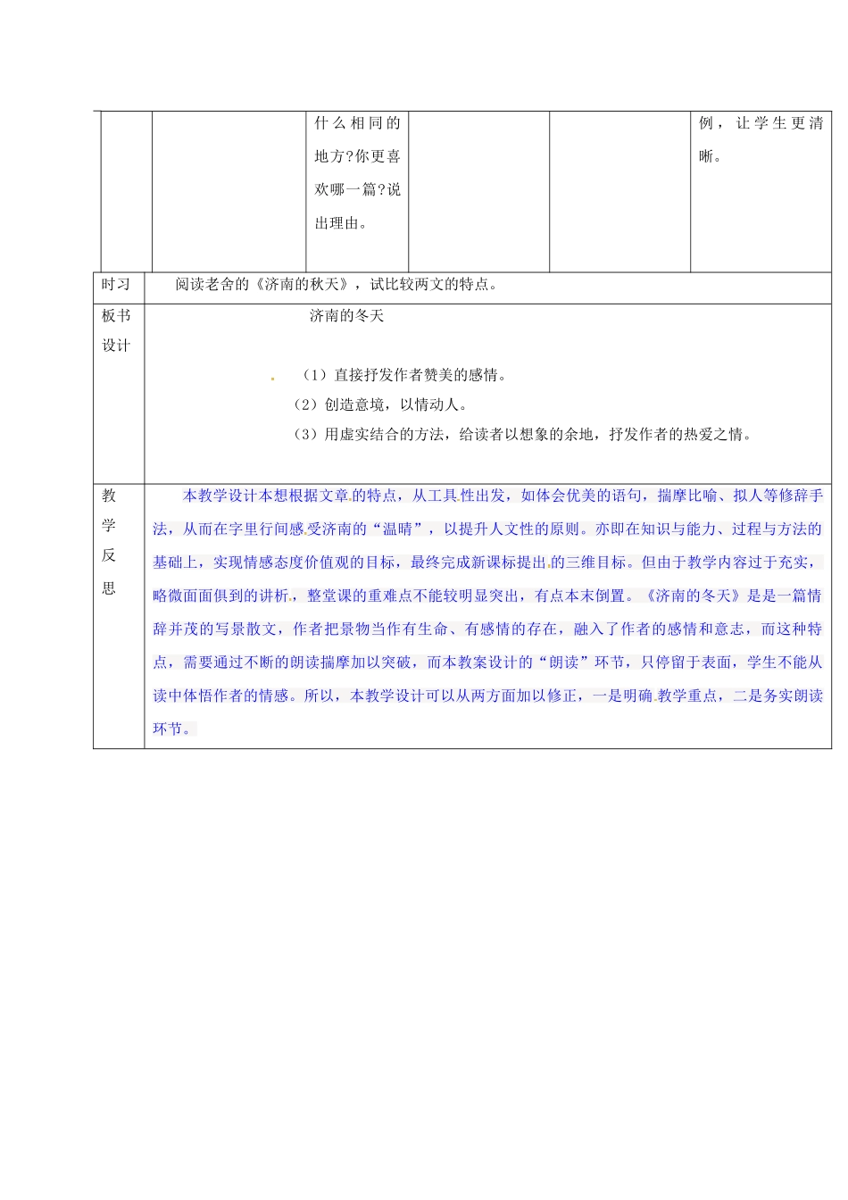 （秋季版）吉林省通化市七年级语文上册 第一单元 2 济南的冬天导学案3 新人教版-新人教版初中七年级上册语文学案_第2页
