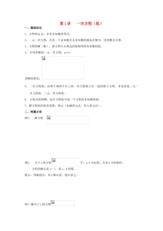 浙江省瑞安市安阳镇上望一中七年级数学 第1讲 一次方程（组）教学案（学生版）