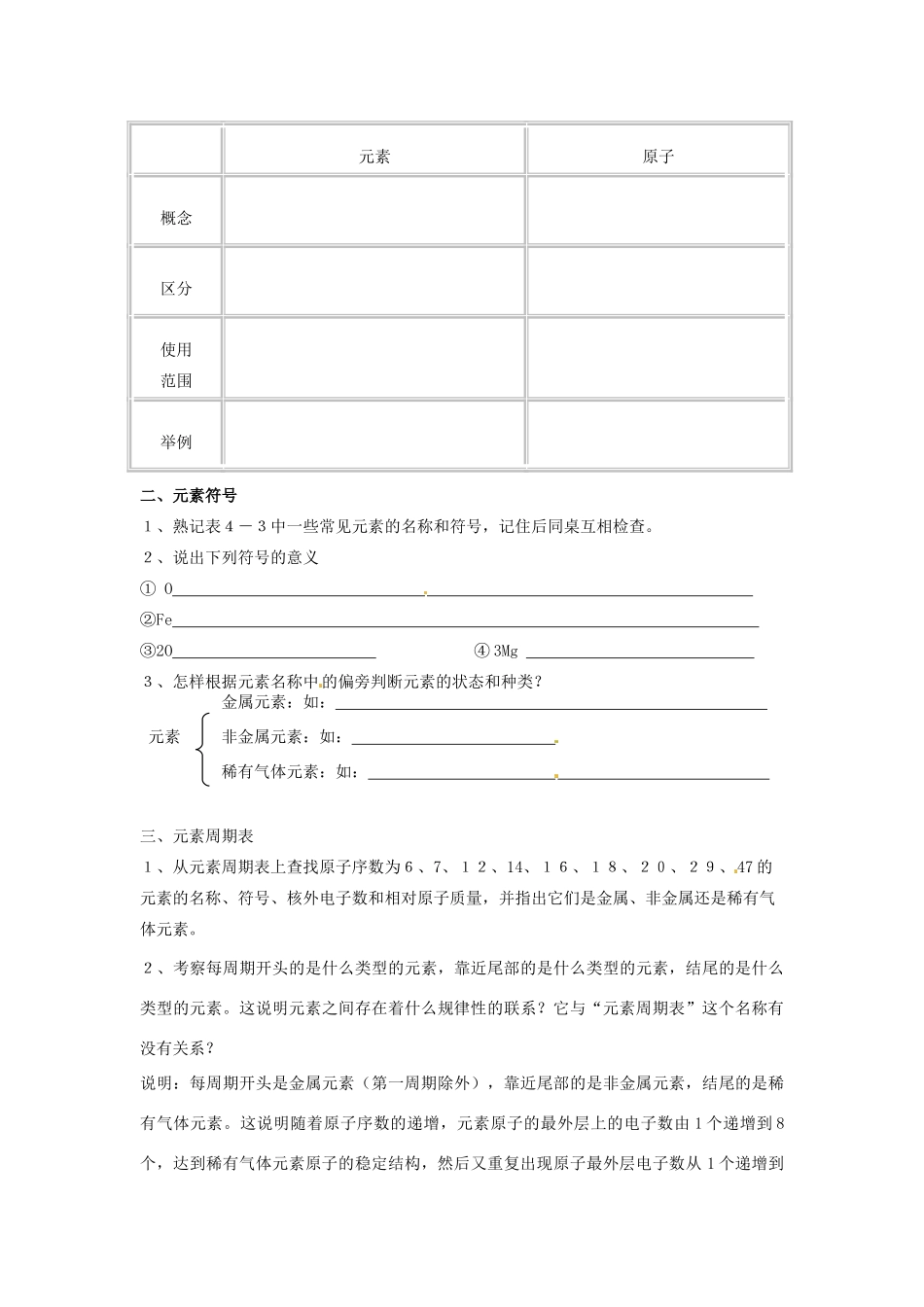 山东省郯城三中九年级化学《元素》教案_第3页