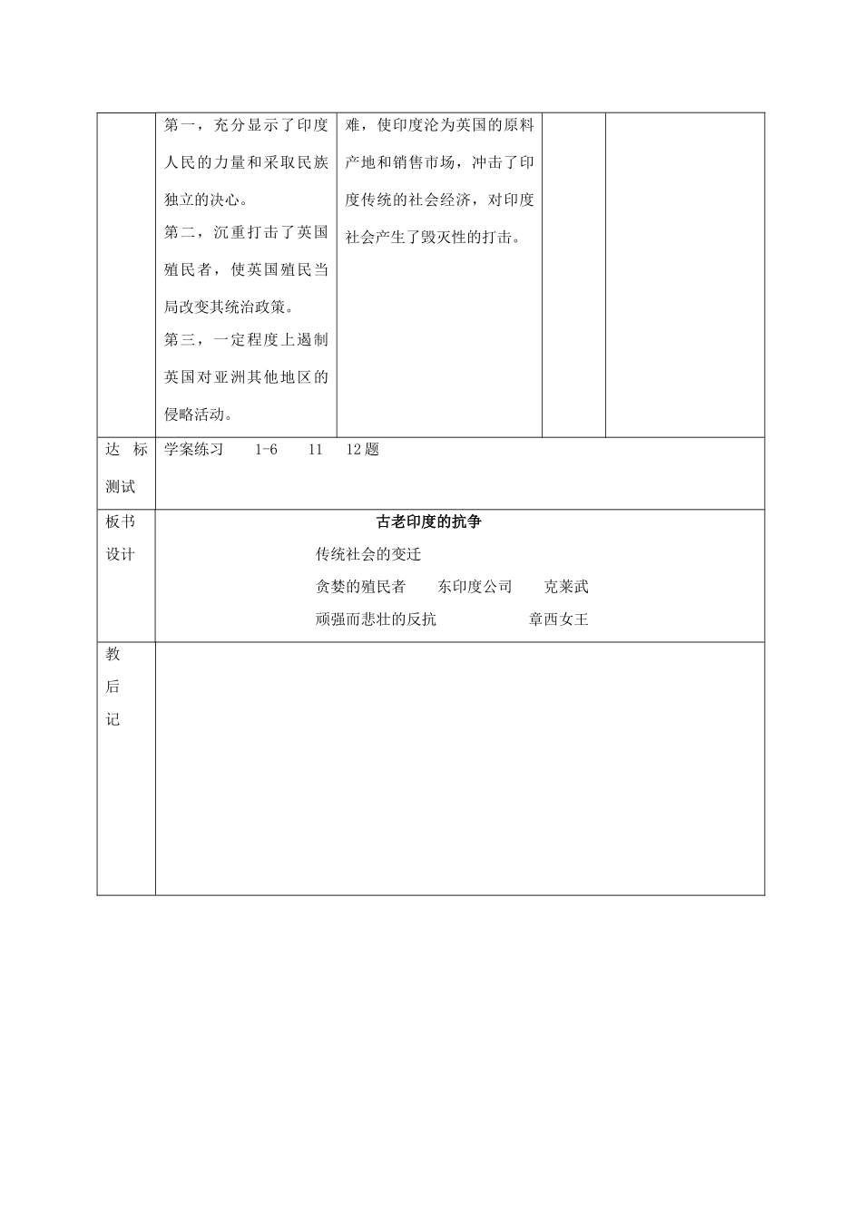 山东省邹平县实验中学九年级历史上册《第二单元 第9课 古老印度的抗争（1）》教案 北师大版_第3页