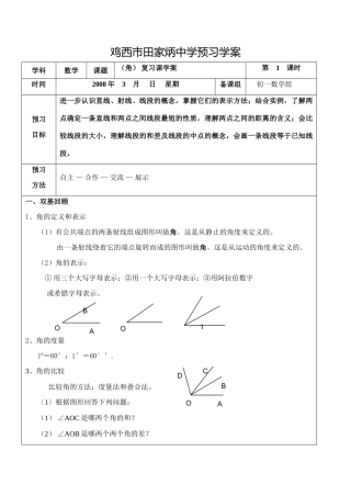 角 复习课 学案设计 一节