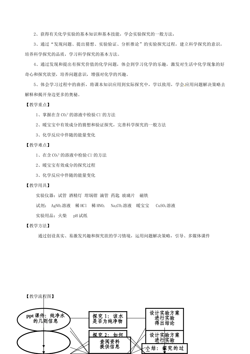 江西省信丰县黄泥中学中考化学实验汇总复习《用化学方法探究生活中的问题》教学设计_第2页
