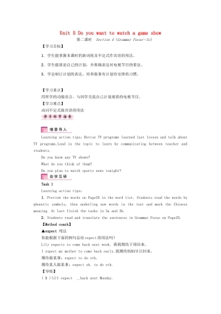 （娄底专版）八年级英语上册 Unit 5 Do you want to watch a game show（第2课时）Section A（Grammar Focus-3c）导学案 （新版）人教新目标版-（新版）人教新目标版初中八年级上册英语学案