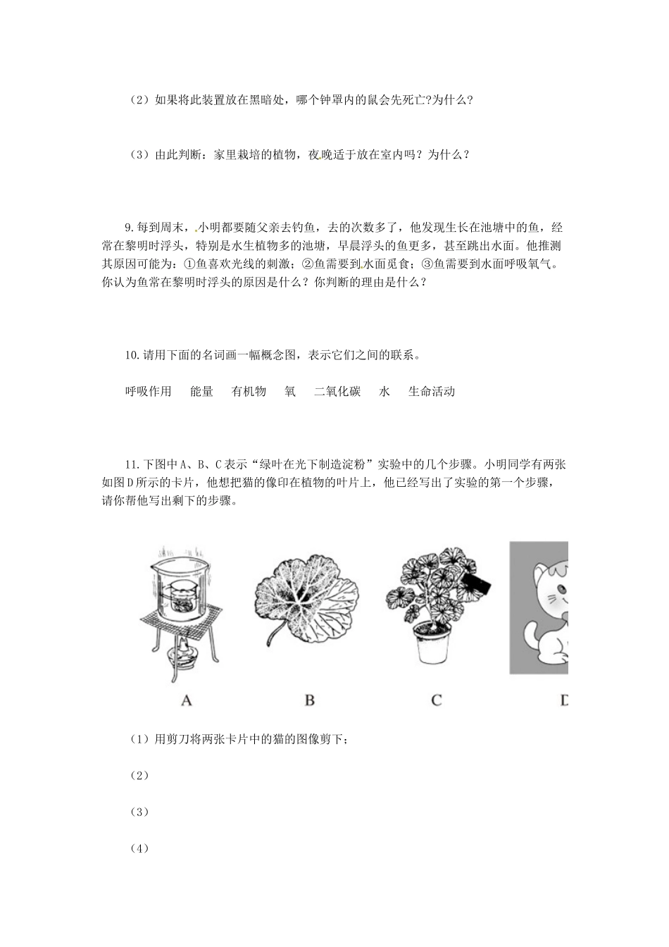 天津市小站第一中学七年级生物上册 3.4 绿色植物是生物圈中有机物的制造者综合侧评 新人教版_第3页