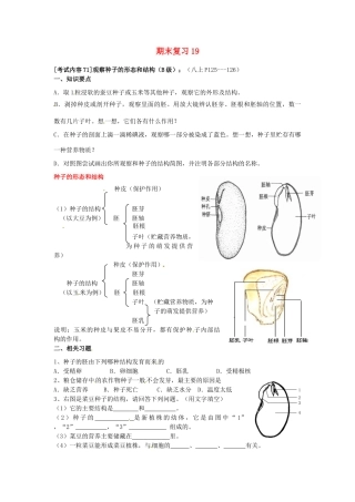 江苏省徐州市王杰中学八年级生物下册《期末复习19—观察种子的形态和结构》学案 苏科版