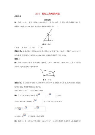 秋九年级数学上册 19.5 相似三角形的判定课堂导学 北京课改版-北京课改版初中九年级上册数学学案