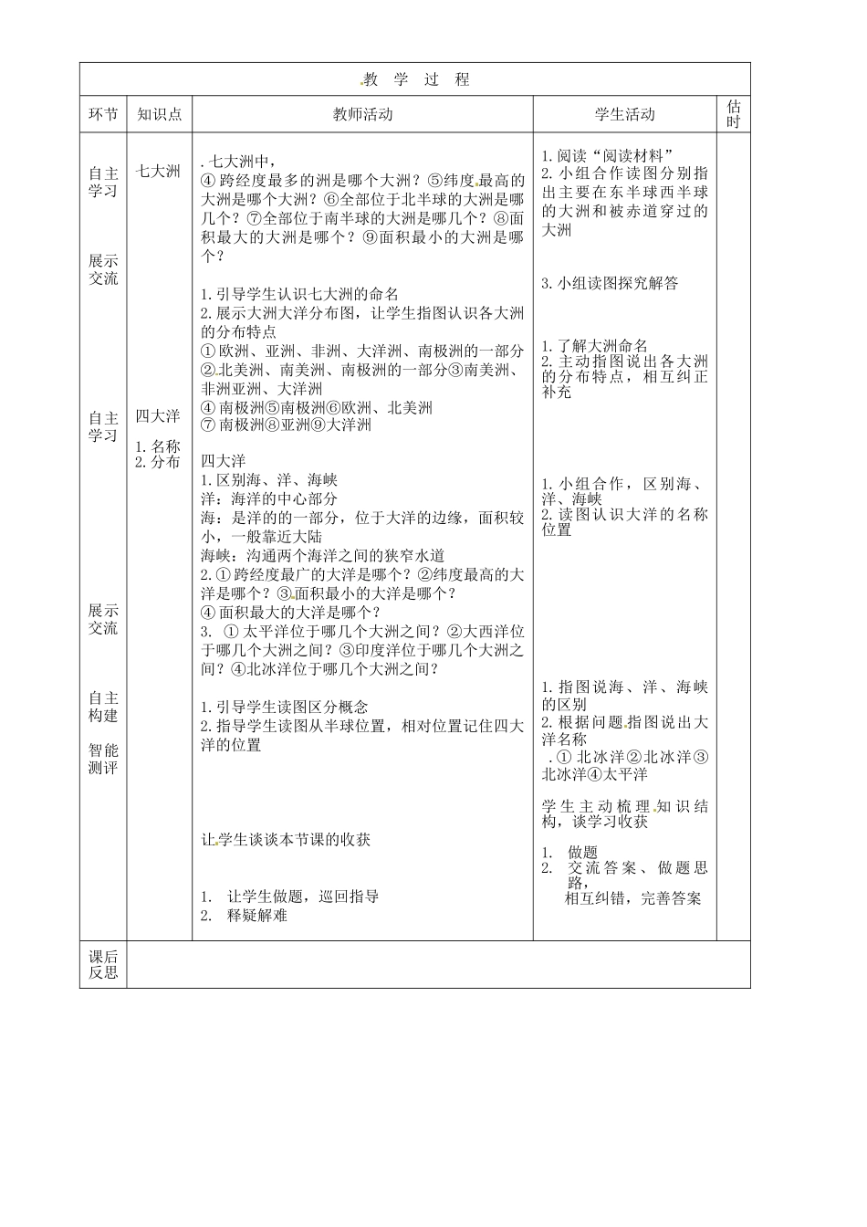 山东省临沭县第三初级中学七年级地理上册 大洲和大洋教案 湘教版_第2页