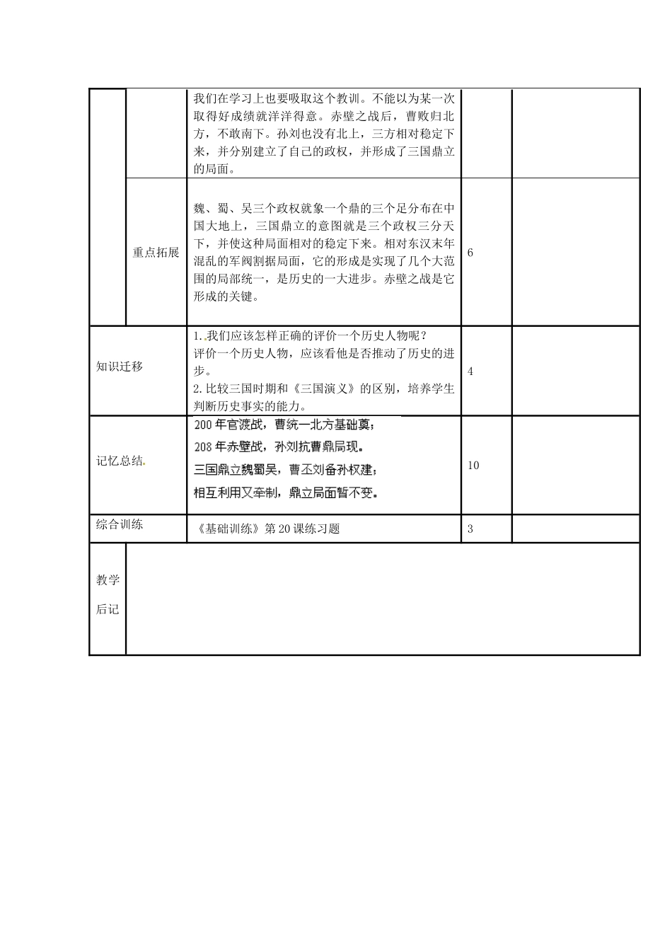 山东省滨州市邹平县实验中学七年级历史上册 第20课《三国鼎立局面的形成》教案 北师大版_第2页