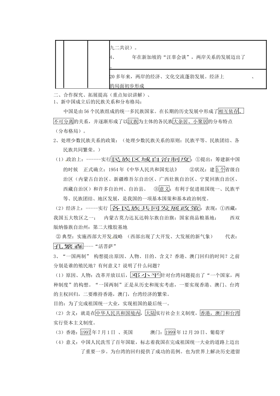 山东省宁阳县第二十五中学八年级历史下册 第11-13课复习教案 新人教版_第2页