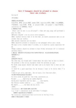 九年级英语全册《Unit 3 Teenagers should be allowed to choose their own clothers（第4课时）》学案 人教新目标版-人教新目标版初中九年级全册英语学案